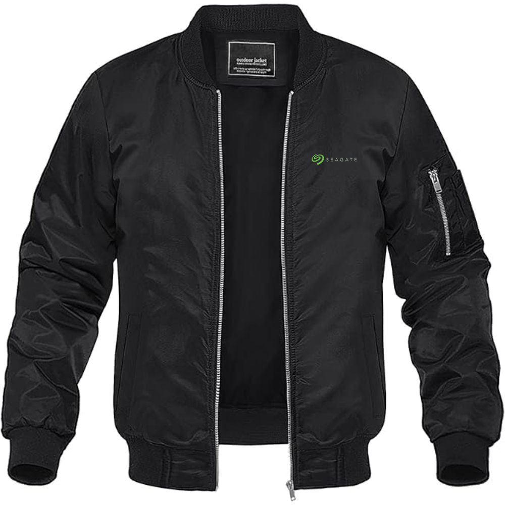 Men's Seagate Logo  Lightweight Bomber Jacket Windbreaker Softshell Varsity Jacket Coat