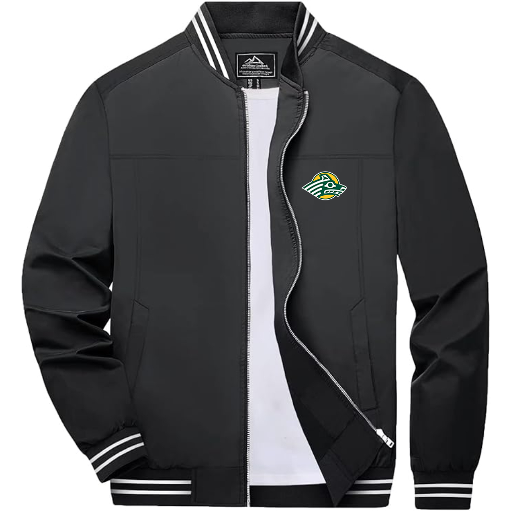 Men's Alaska Anchorage Seawolves  Lightweight Zip-Up Bomber Jacket with Ribbed Collar and Cuffs Versatile Casual Outerwear (Copy)