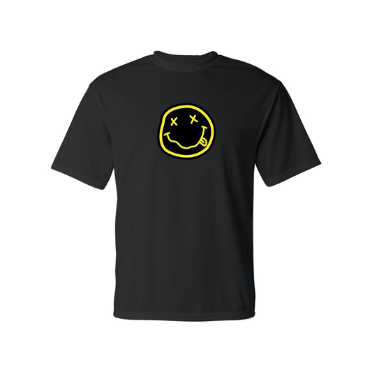 Men's Nirvana Yellow and Black Face Performance T-Shirt