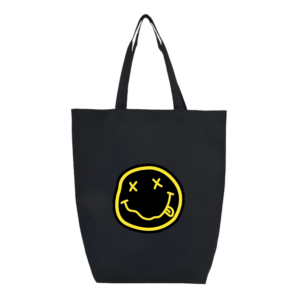 Nirvana Yellow and Black Face Q-Tees Non-Woven Gusset Bottom Tote