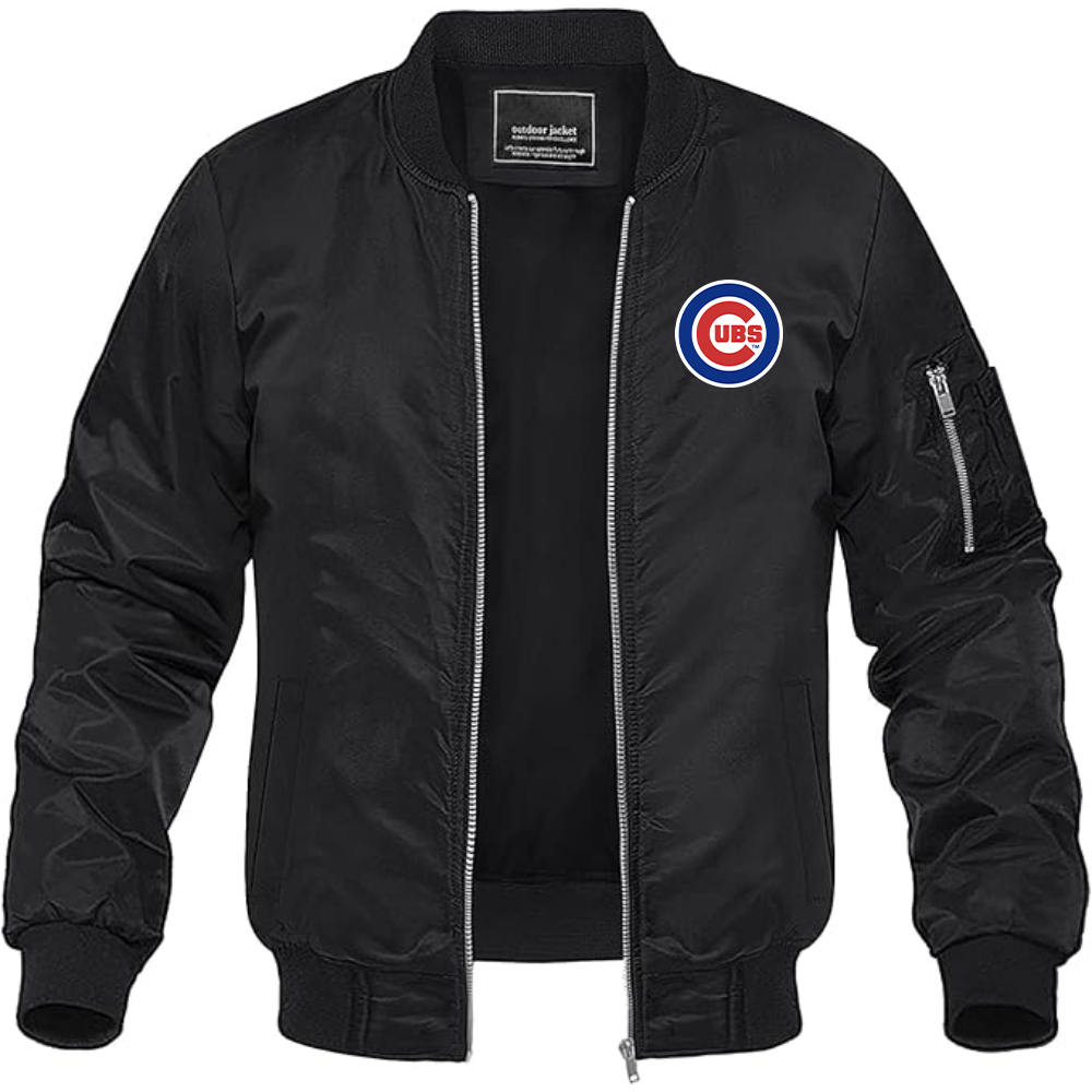 Men's Chicago Cubs Logo Lightweight Bomber Jacket Windbreaker Softshell Varsity Jacket Coat