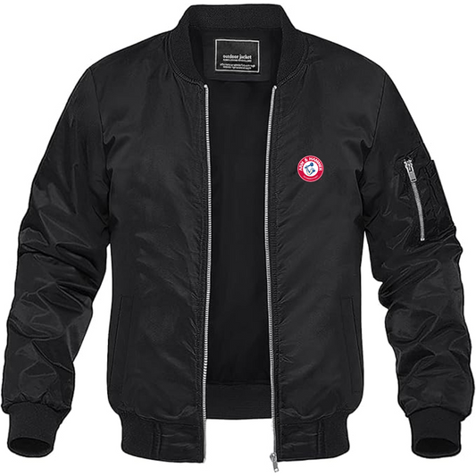 Men's Arm Hammer Logo Lightweight Bomber Jacket Windbreaker Softshell Varsity Jacket Coat