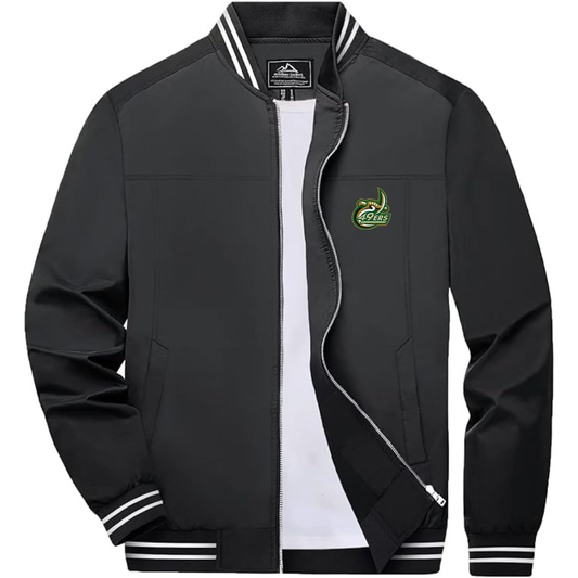 Men's Charlotte 49ers Lightweight Zip-Up Bomber Jacket with Ribbed Collar and Cuffs Versatile Casual Outerwear