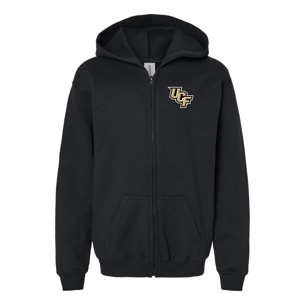 Youth Central Florida Knights  Gildan Heavy Blend Full Zip Hooded Sweatshirt
