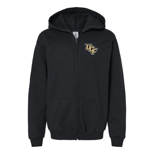 Youth Central Florida Knights  Gildan Heavy Blend Full Zip Hooded Sweatshirt