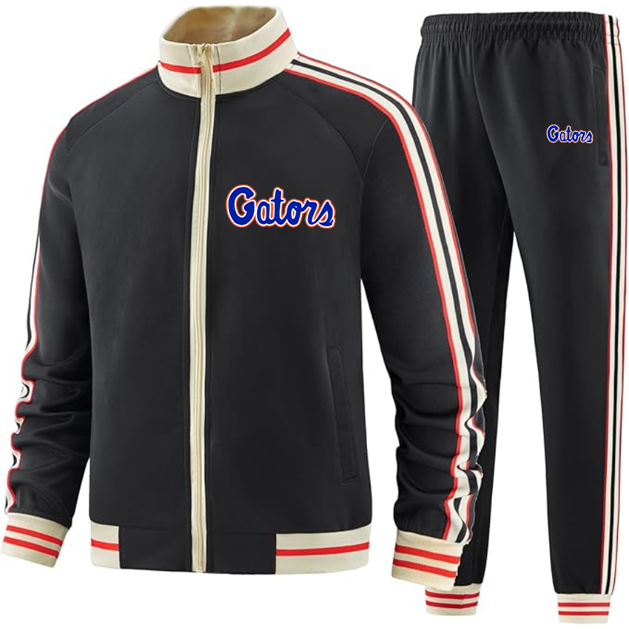 Men's Florida Gators Script Two Piece Designer Tracksuit with Bold Striped Accents and Zippered Front Elevated Athletic Wear