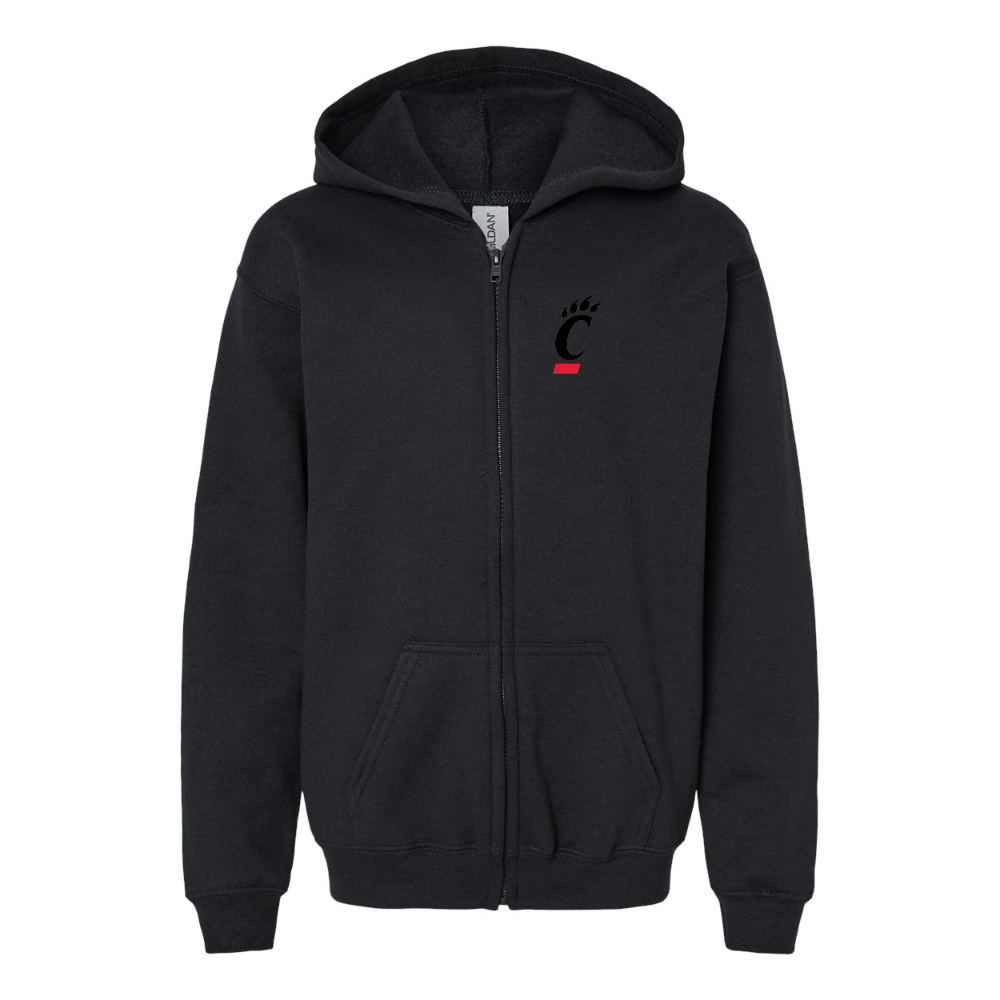 Youth Cincinnati Bearcats Gildan Heavy Blend Full Zip Hooded Sweatshirt