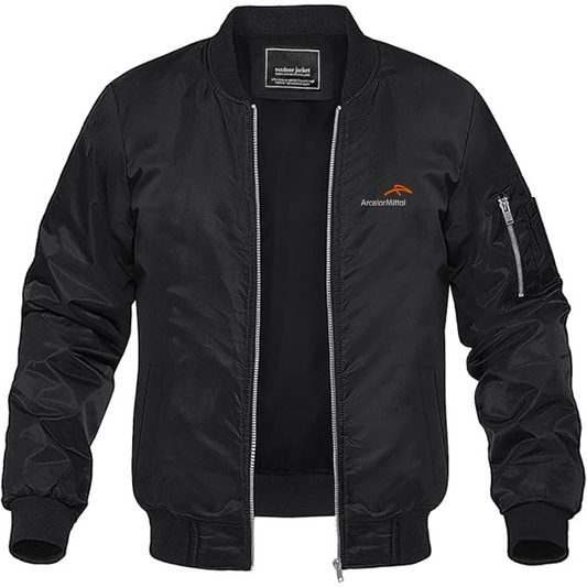 Men's Arcelormittal Logo Lightweight Bomber Jacket Windbreaker Softshell Varsity Jacket Coat