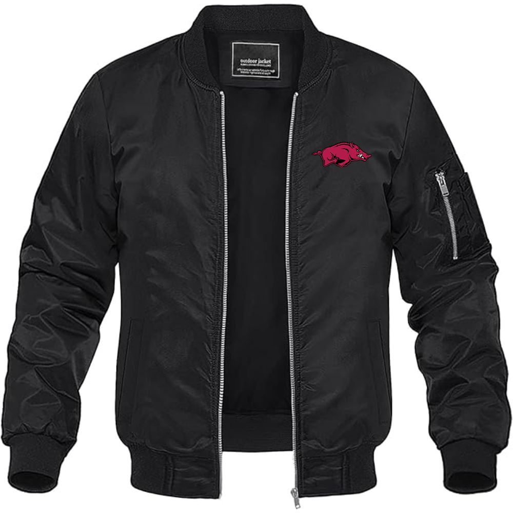 Men's Arkansas Razorbacks Lightweight Bomber Jacket Windbreaker Softshell Varsity Jacket Coat
