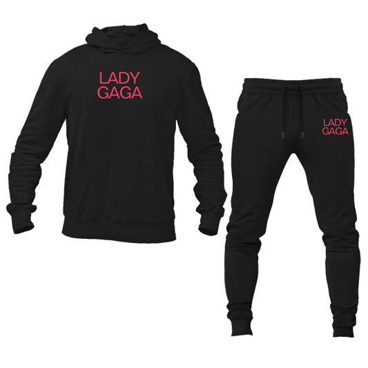 Men's Lady Gaga Logo Hoodie Joggers Set