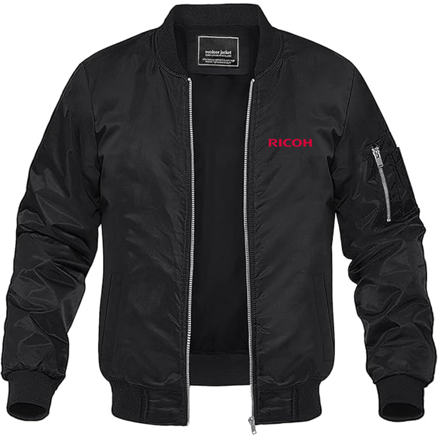 Men's Ricoh Logo Lightweight Bomber Jacket Windbreaker Softshell Varsity Jacket Coat