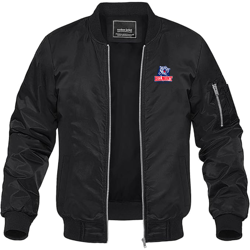 Men's  Belmont Bruins  Lightweight Bomber Jacket Windbreaker Softshell Varsity Jacket Coat