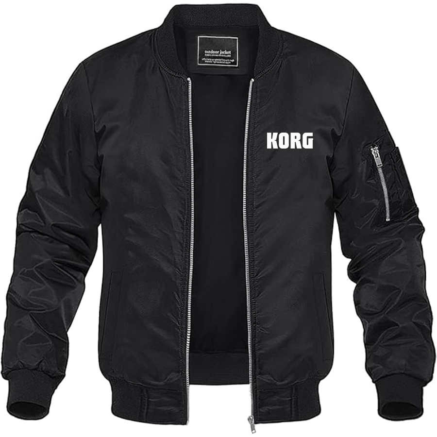 Men's Korg Logo  Lightweight Bomber Jacket Windbreaker Softshell Varsity Jacket Coat