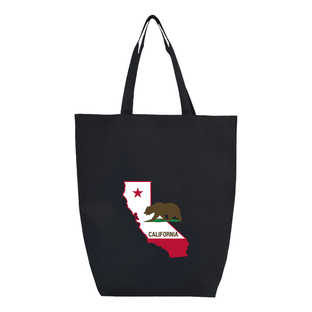 California Bear Map Q-Tees Non-Woven Gusset Bottom Tote