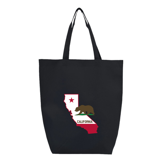 California Bear Map Q-Tees Non-Woven Gusset Bottom Tote