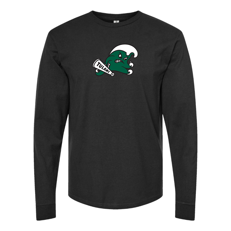 Men's Tulane Green Wave Logo  Cotton Long Sleeve T-Shirt