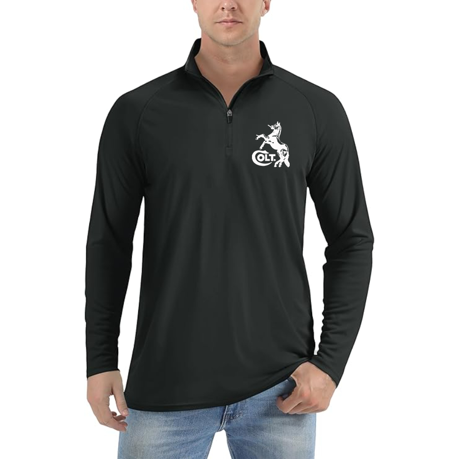 Men's Colt Horse Lightweight Quarter-Zip Athletic Shirt Long Sleeve Performance Wear