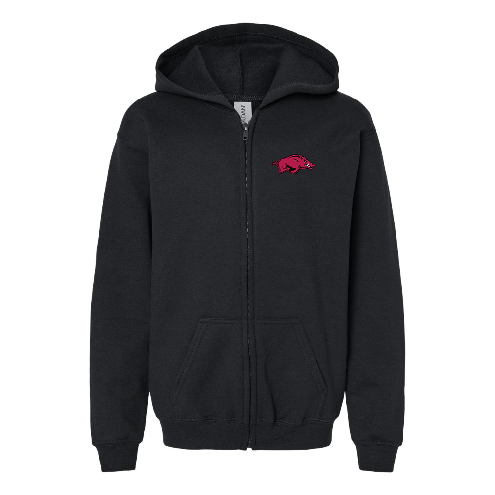 Youth  Arkansas Razorbacks Gildan Heavy Blend Full Zip Hooded Sweatshirt