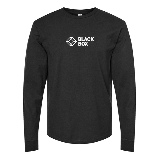 Men's Black Box Logo Cotton Long Sleeve T-Shirt