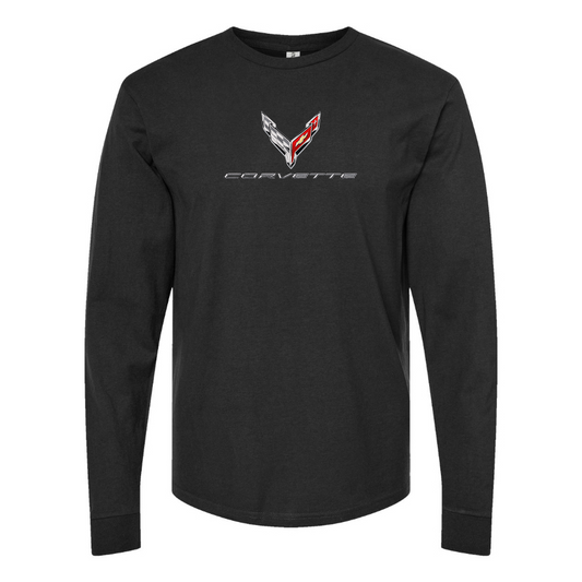 Men's Corvette Logo Cotton Long Sleeve T-Shirt