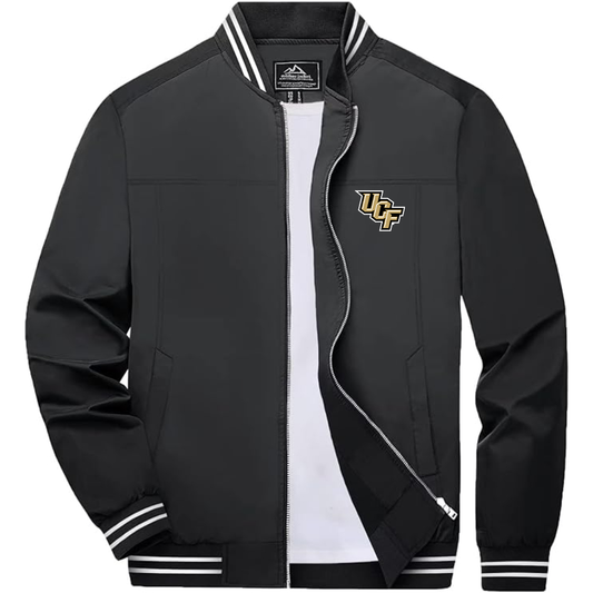 Men's Central Florida Knights  Lightweight Zip-Up Bomber Jacket with Ribbed Collar and Cuffs Versatile Casual Outerwear