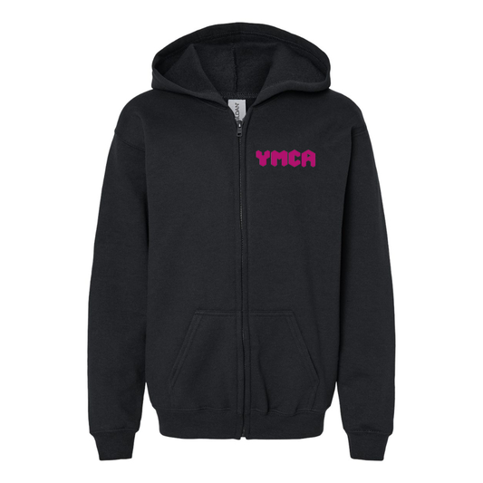 Youth YMCA Mauve Gildan Heavy Blend Full Zip Hooded Sweatshirt