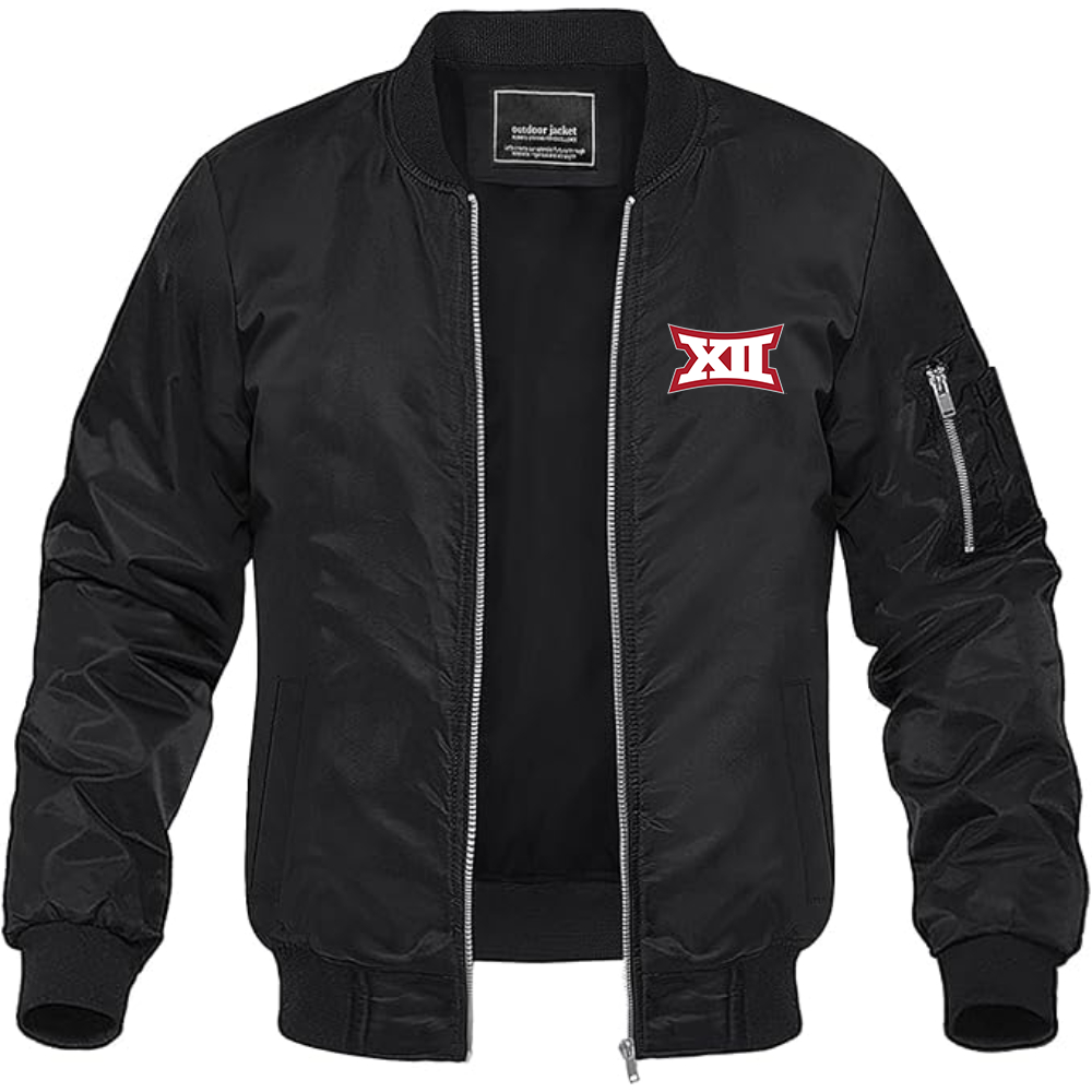 Men's  Big 12 Conference Lightweight Bomber Jacket Windbreaker Softshell Varsity Jacket Coat