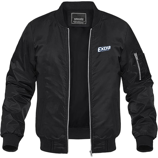 Men's Extra Gum Logo Lightweight Bomber Jacket Windbreaker Softshell Varsity Jacket Coat