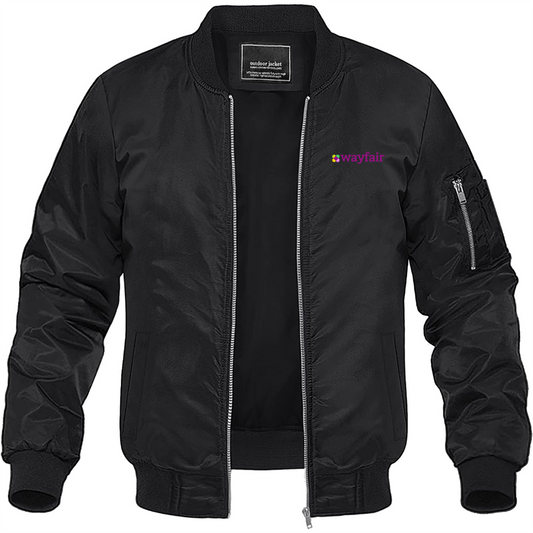 Men's Wayfair Logo Lightweight Bomber Jacket Windbreaker Softshell Varsity Jacket Coat