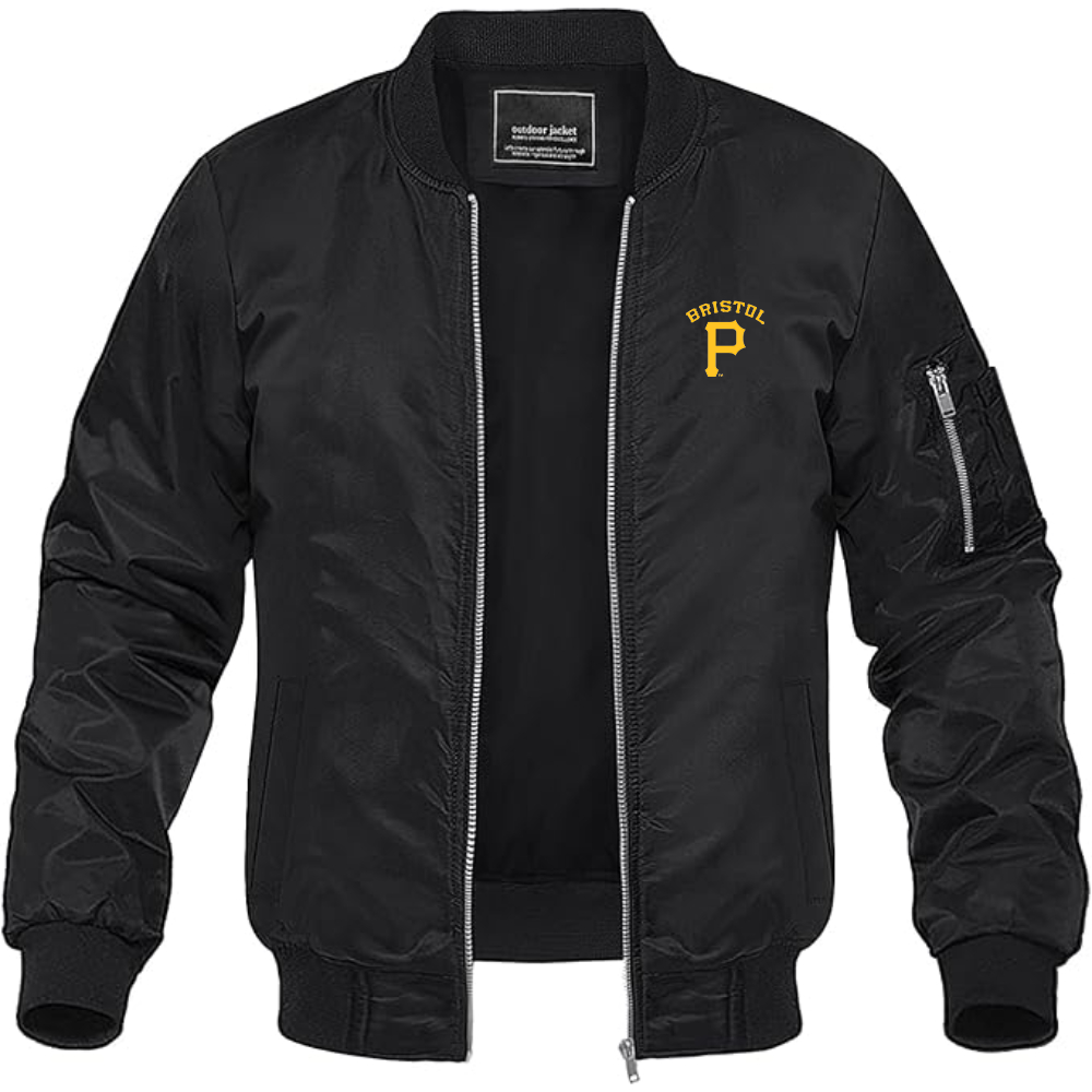 Men's  Bristol Pirates  Logo Lightweight Bomber Jacket Windbreaker Softshell Varsity Jacket Coat