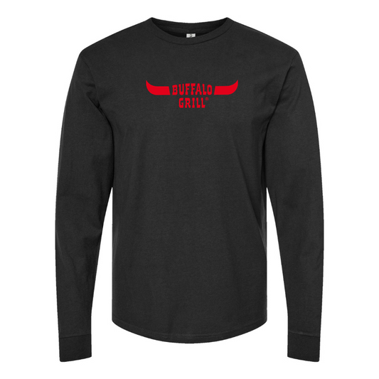 Men's Buffalo Grill Logo Cotton Long Sleeve T-Shirt