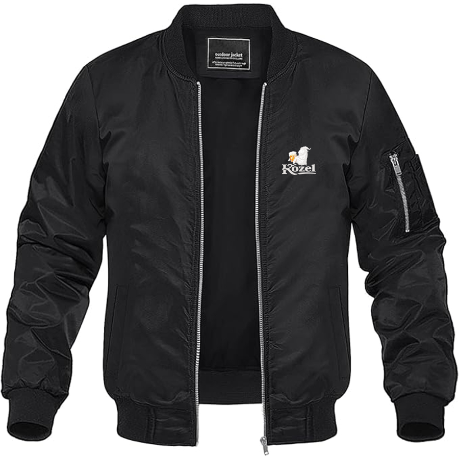 Men's Velkopopovicky Kozel Logo Lightweight Bomber Jacket Windbreaker Softshell Varsity Jacket Coat
