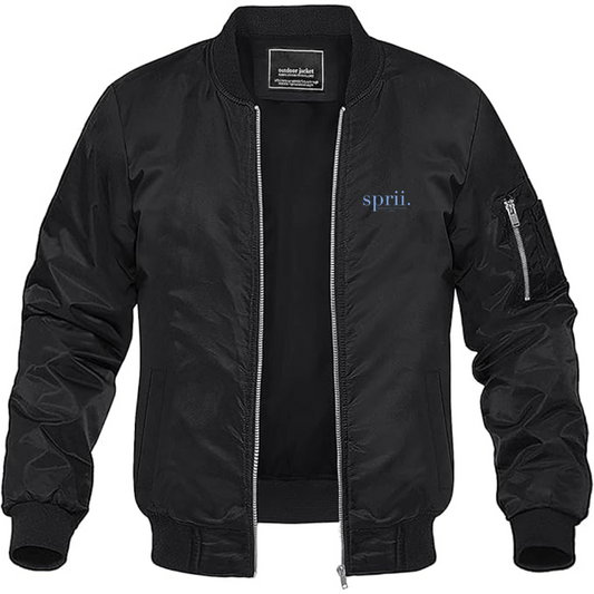 Men's Sprii Logo Lightweight Bomber Jacket Windbreaker Softshell Varsity Jacket Coat