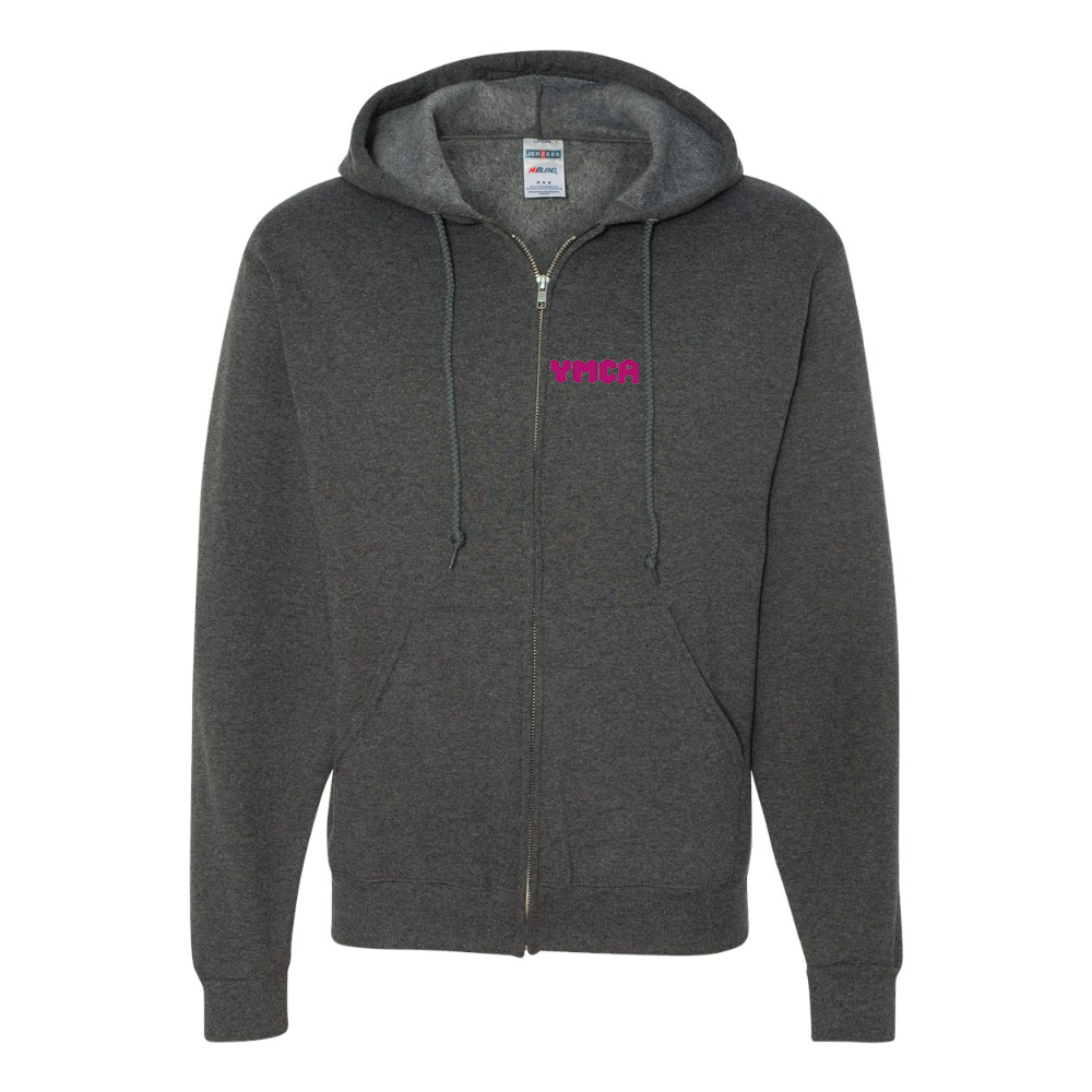 Men's  YMCA Mauve JERZEES NuBlend Full-Zip Hooded Sweatshirt