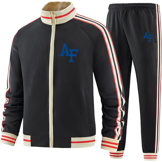 Men's Air Force Falcons   Two Piece Designer Tracksuit with Bold Striped Accents and Zippered Front Elevated Athletic Wear