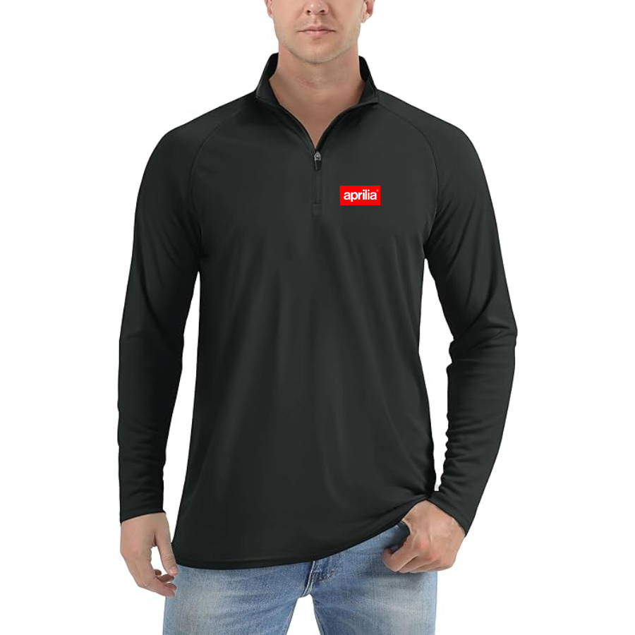 Men's Aprilia Logo  Lightweight Quarter-Zip Athletic Shirt Long Sleeve Performance Wear