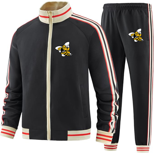 Men's AIC Yellow Jackets   Two Piece Designer Tracksuit with Bold Striped Accents and Zippered Front Elevated Athletic Wear