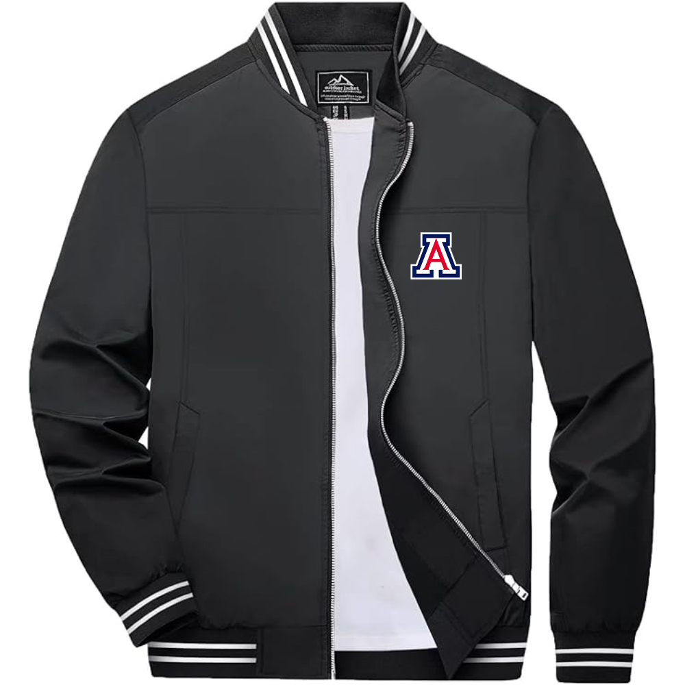 Men's Arizona Wildcats  Lightweight Zip-Up Bomber Jacket with Ribbed Collar and Cuffs Versatile Casual Outerwear