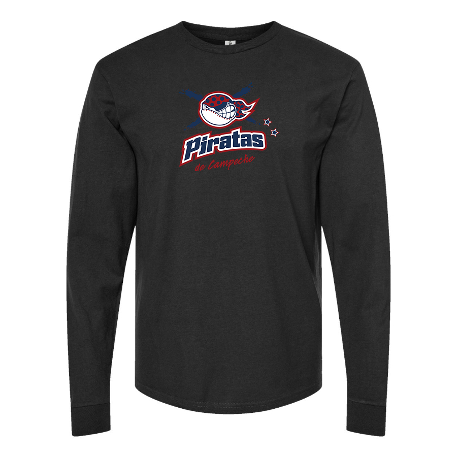 Men's Campeche Piratas Logo Cotton Long Sleeve T-Shirt