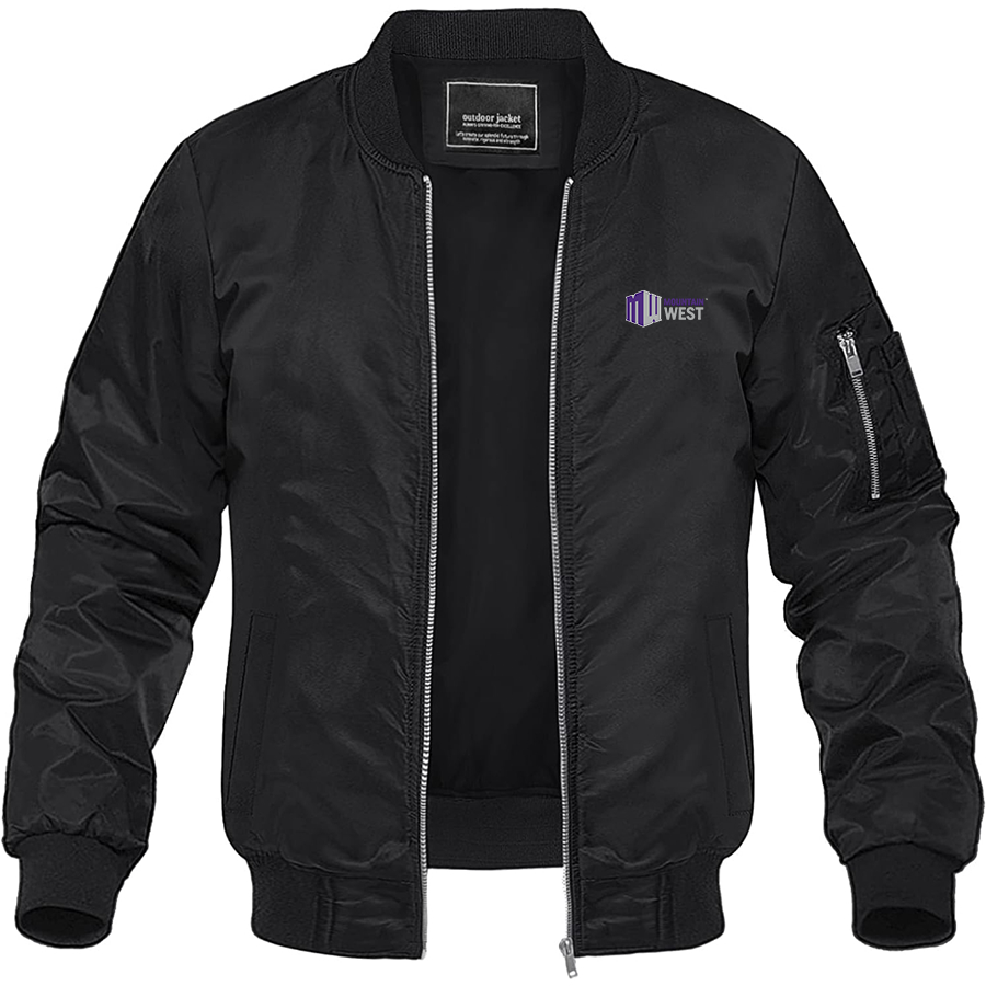 Men's Mountain West Conference  Logo Lightweight Bomber Jacket Windbreaker Softshell Varsity Jacket Coat
