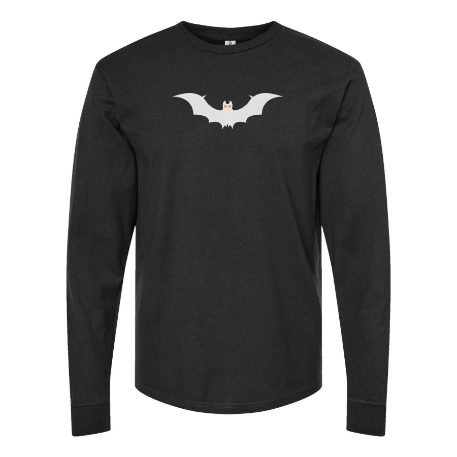 Men's Bat-Emoji Logo Cotton Long Sleeve T-Shirt