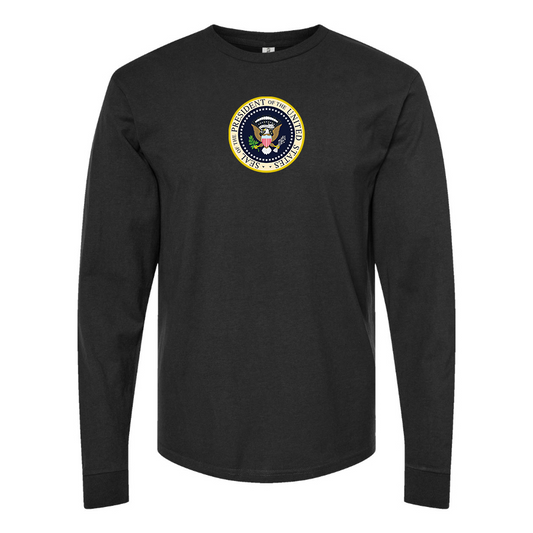Men's USA President Seal Logo Cotton Long Sleeve T-Shirt