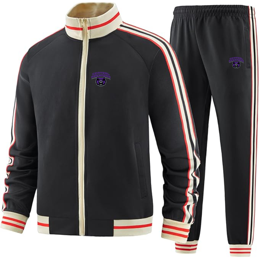 Men's Central Arkansas Bears  Two Piece Designer Tracksuit with Bold Striped Accents and Zippered Front Elevated Athletic