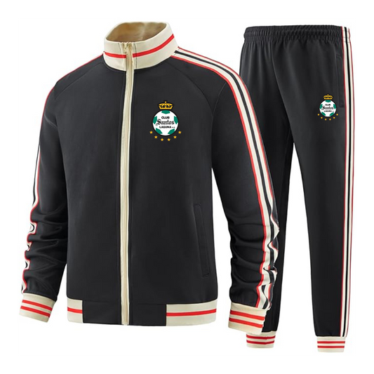 Men's Santos Laguna Soccer  Two Piece Designer Tracksuit with Bold Striped Accents and Zippered Front Elevated Athletic Wear