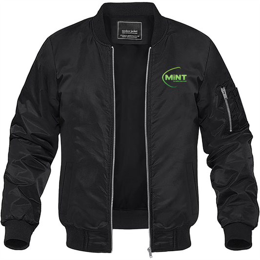 Men's Mint Radio Logo Lightweight Bomber Jacket Windbreaker Softshell Varsity Jacket Coat