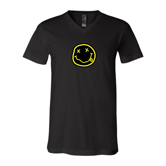Nirvana Yellow and Black Face BELLA  CANVAS - Jersey V-Neck T-Shirt