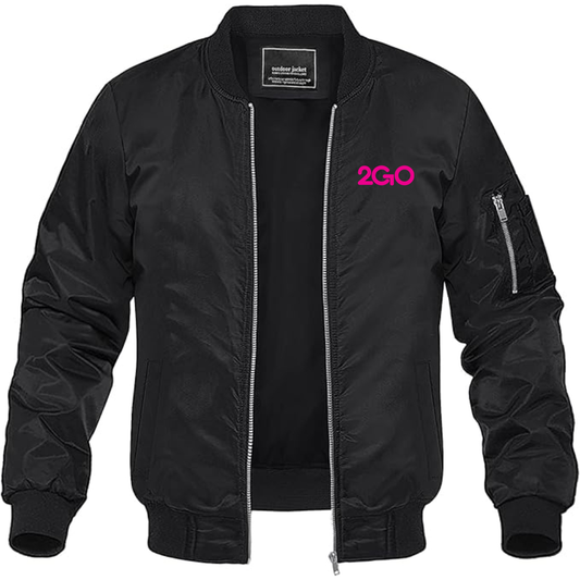 Men's 2GO Logo Lightweight Bomber Jacket Windbreaker Softshell Varsity Jacket Coat