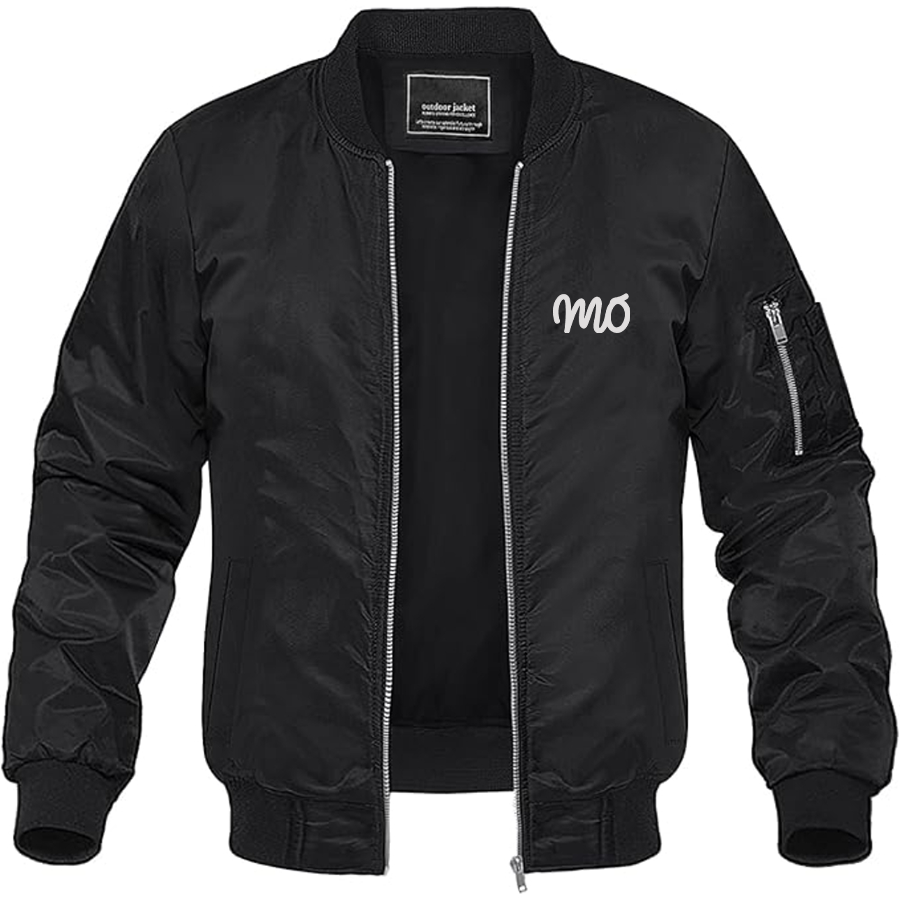 Men's Mo Logo Lightweight Bomber Jacket Windbreaker Softshell Varsity Jacket Coat