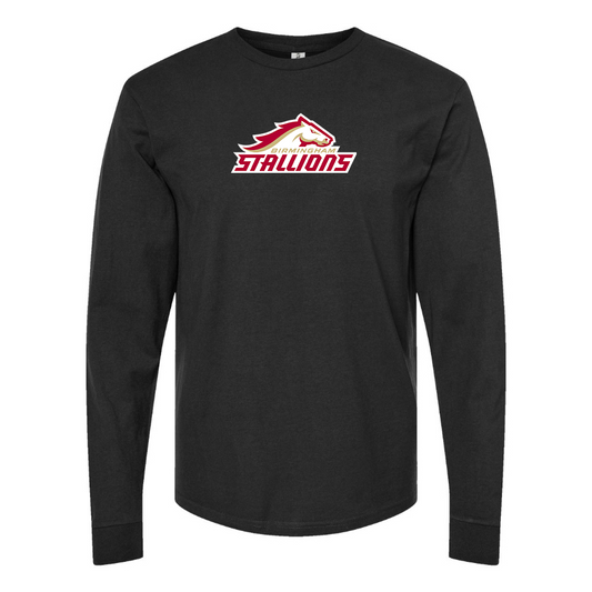 Men's Birmingham Stallions Logo Cotton Long Sleeve T-Shirt