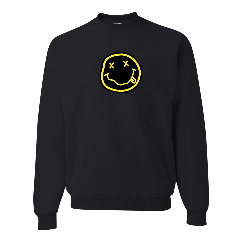 Men's Nirvana Yellow and Black Face JERZEES NuBlend Crewneck Sweatshirt